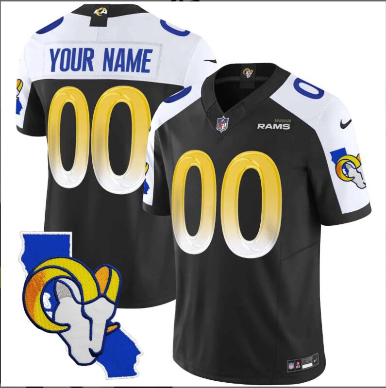 Men 2024 Nike NFL Los Angeles Rams California Patch Vapor Limited Custom Jersey